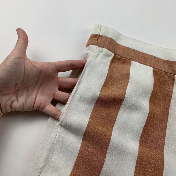 Madewell Rust Striped Linen Blend Wide Leg Capri Pant S - Picture 4 of 8